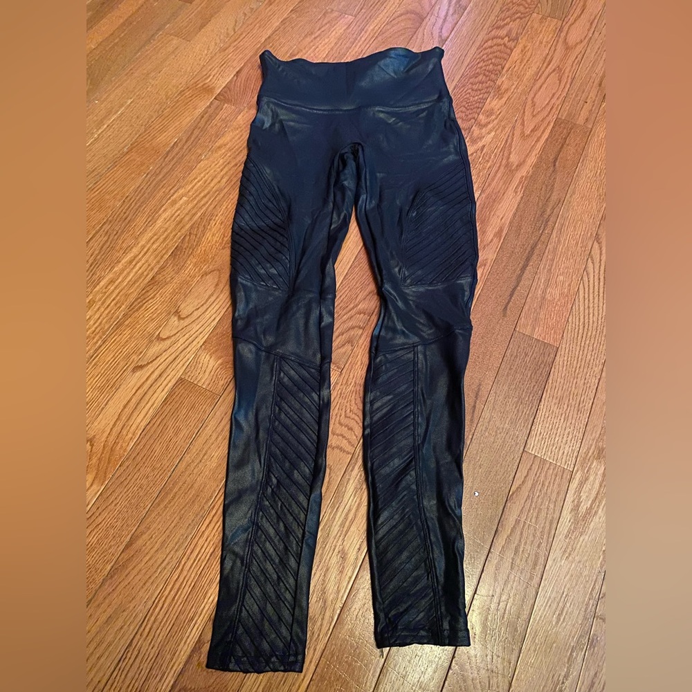 Spanks stretch moto faux leather leggings